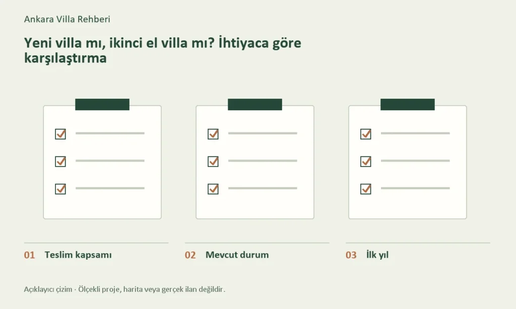 Teslim kapsamı, Mevcut durum, İlk yıl başlıklarını gösteren konuya özel açıklayıcı çizim